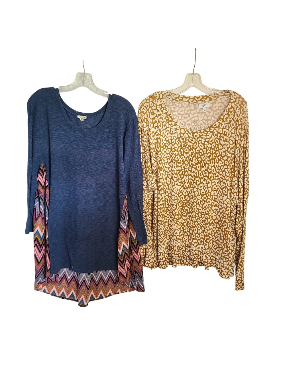 Lot of 2 True Craft & Eyeshadow Knit Tops Size 3X Animal Print Chevron